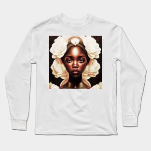 [AI Art] Lady of White Carnations, Art Deco Style Long Sleeve T-Shirt
